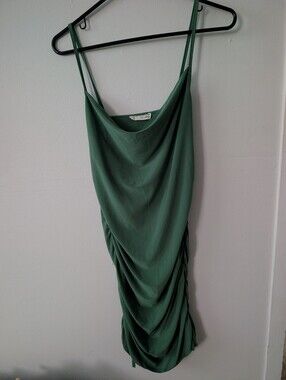 Forever Rose Stretchy Ruched Side Green Mini Dress Size Large